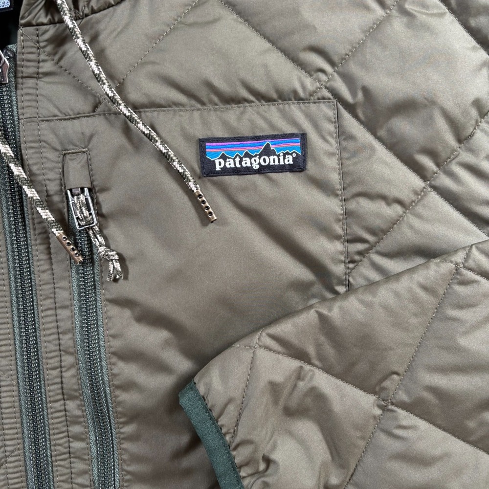 Patagonia Bomber Hoody Womens XL Basin Green Diamond Quilted Full Zip Jacket - Picture 4 of 8